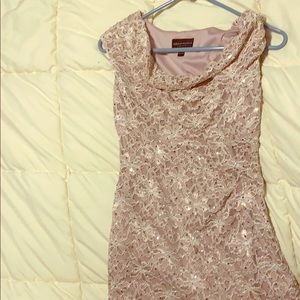 Rose Gold Lace and glitter mini dress